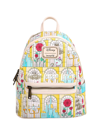 Loungefly Disney Beauty and the Beast Stained Glass Windows Mini Backpack - BoxLunch Exclusive