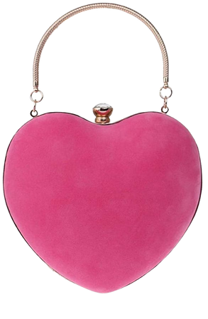 Womens Velour Heart Clutch Bag Vintage Shoulder Handbag Ladies Elegant Purse for Wedding Evening, Pink, One Size: Handbags: Amazon.com