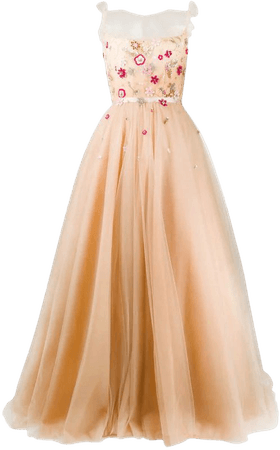 Parlor illusion neck evening gown