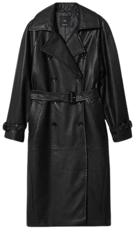 Leather-effect trench coat - Women | Mango USA