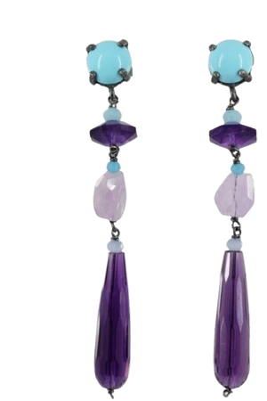 purple long earrings