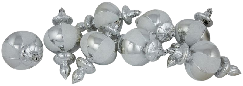 Northlight 8-count Silver And White Shatterproof Finial Christmas Ornaments, 6" : Target
