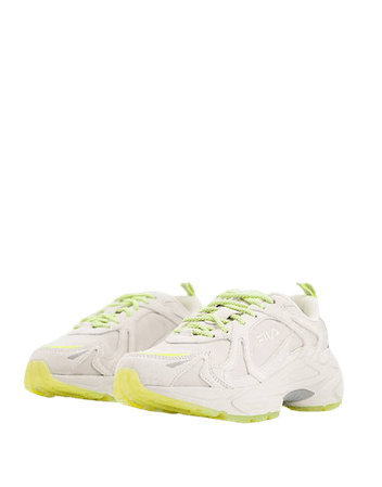 Fila Heroics sneakers in off white and neon yellow | ASOS