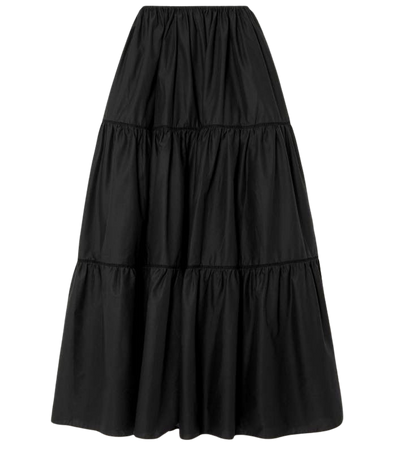 black tiered midi skirt