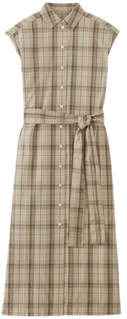 The Supima® Cotton Short-Sleeve Shirt Dress Pale Khaki Plaid – Everlane