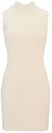 Cozy Knit Mock Neck Sleeveless Open Back Mini Sheath Dress | Express