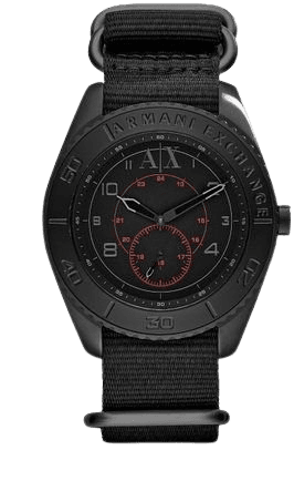 Armani Exchange Men's Black with Red Accents Nylon Strap Watch