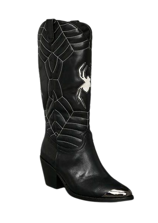 Widow Cobweb Spider Cowboy Boots - Black | Dolls Kill