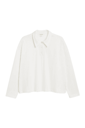 Point collar polo shirt - White - T-shirts - Monki WW