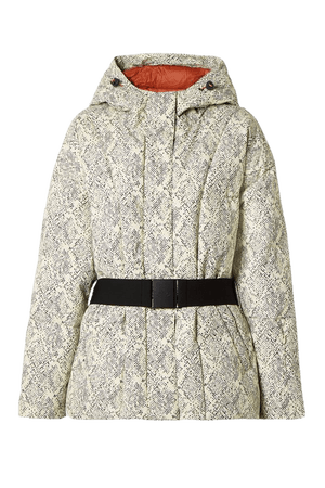 Ivory Dowlen hooded printed quilted down ski jacket | Varley | NET-A-PORTER