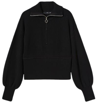 Pullover with puffed sleeve zipper - Women | Mango USA