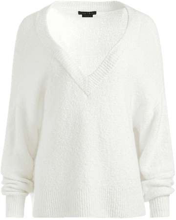 Dev V-neck Oversized Pullover In Soft White | Alice And Olivia
