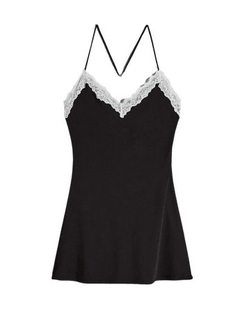 Short cami dress with lace trim - Dresses - Woman | Bershka