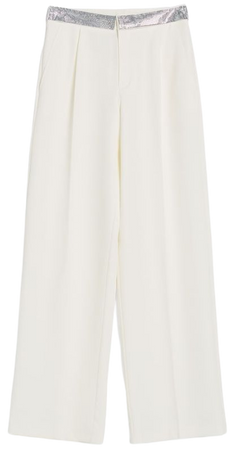 Wide-leg tailored pants with bejeweled detail - Pants - Woman | Bershka