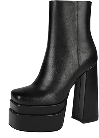 Amazon.com | wetkiss Platform Boots for Women, with Sassy Platform, Chunky Heel, Square Toe and Side Zipper Design | Ankle & Bootie