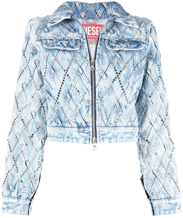 Diesel Cropped crystal-embellished Denim Jacket - Farfetch