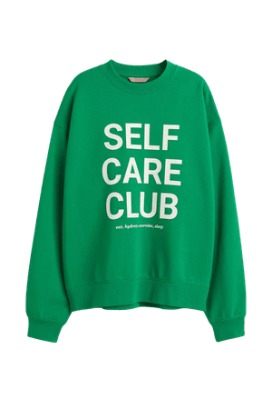 Printed Sweatshirt - Green - Ladies | H&M US