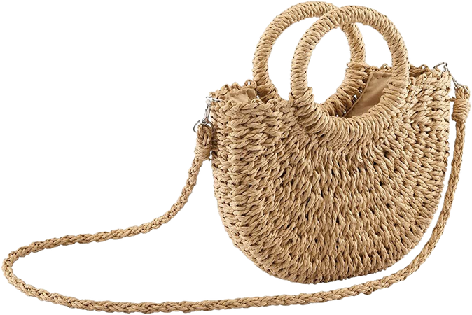 Amazon.com: Ayliss Women Straw Handbag Summer Beach Rattan Tote Bag Crossbody Shoulder Top Handle Handbag Handmade Purse Clutch Bag (Khaki) : Clothing, Shoes & Jewelry