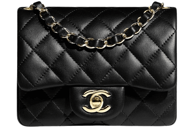 Chanel Lambskin Gold-Tone Metal Black Mini Flap Bag, CHANEL