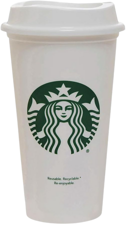 Amazon.com: Starbucks White Reusable Travel Mug/Cup/Tumbler Grande Medium, 16oz 473ml : Home & Kitchen