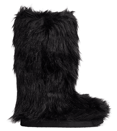 Black faux fur boots - Black - Monki WW