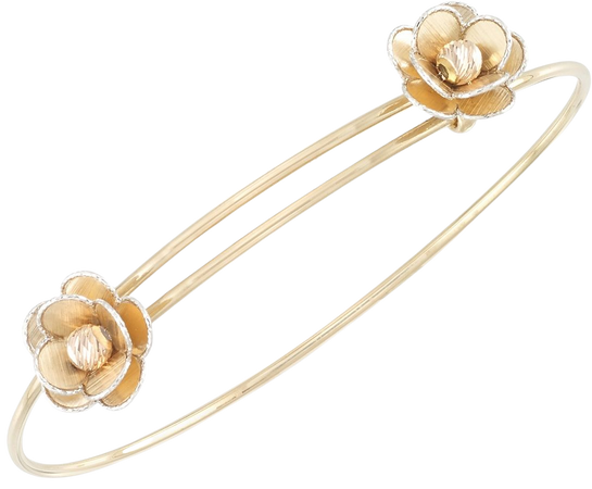 Macy's 14k Gold, White Gold & Rose Gold Tri-Colour Flower Slide Bangle Bracelet