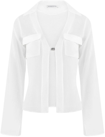 Sheer Cardigan Shirt - White | Manière De Voir USA