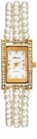 Oleva, Lady Pearl wrist-watch with yellow gold and diamond case