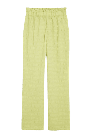 Seersucker trousers - Lime green - Trousers - Monki WW