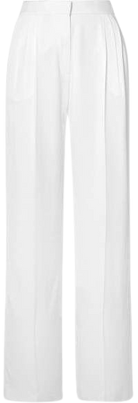 Pleated Crepe Wide-leg Pants - White