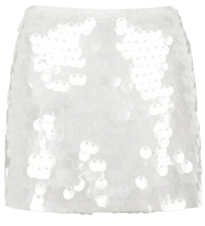 white disc sequin mini skirt