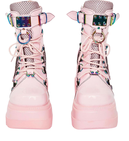 dollskill pink platform boots