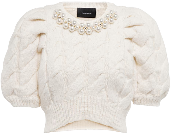 Simone Rocha - Pearl-embellished cropped sweater | Mytheresa