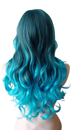 Mermaid Teal Blue Ombre Wig