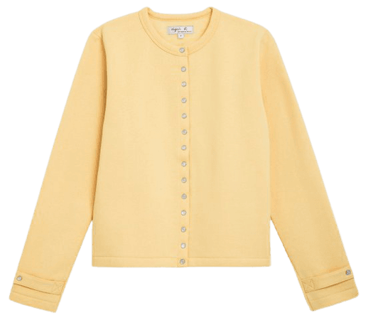 yellow cotton fleece Rosana snap cardigan
