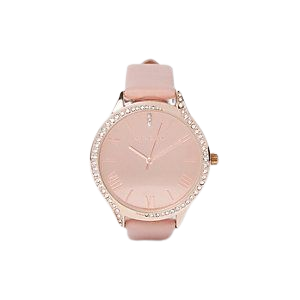 Rose gold rhinestone mesh strap round watch - Watches - women