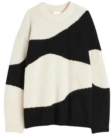 Jacquard-knit Sweater - Light beige/black - Ladies | H&M US