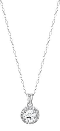 Amazon.com: Amazon Essentials Sterling Silver Cubic Zirconia Round Halo Pendant Necklace : Clothing, Shoes & Jewelry