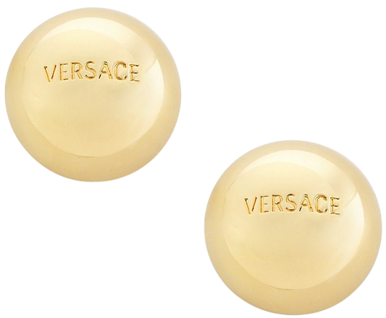 Shop Versace Goldtone Domed Logo Button Earrings | Saks Fifth Avenue