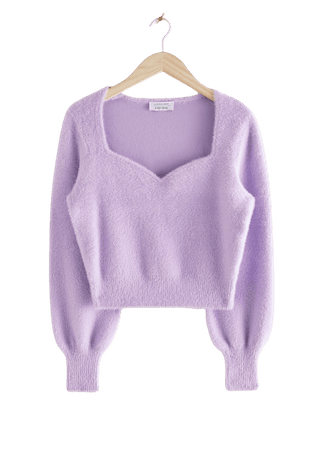 Cropped Sweetheart Neckline Sweater - Lilac - Sweaters - & Other Stories