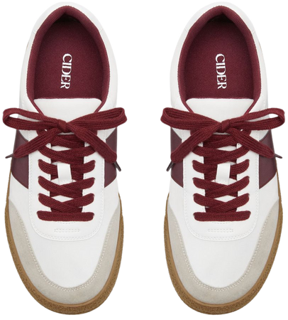 Faux Leather Two Tone Sneakers - Cider