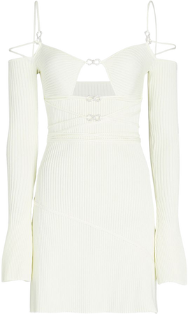 Mach & Mach Cold-Shoulder Mini Dress In Ivory | INTERMIX®