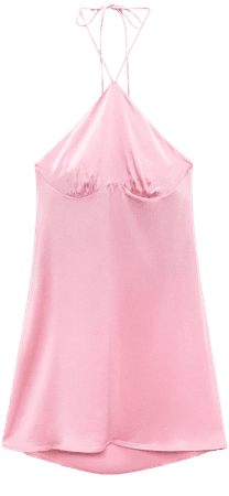 SATIN EFFECT HALTER DRESS - Pastel pink | ZARA United States