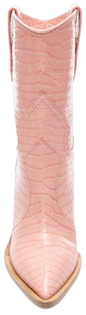 Fendi Croc Embossed Cutwalk Western Boots in Baby Pink | FWRD