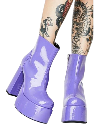 Current Mood Purple Patent Platform Ankle Boots | Dolls Kill