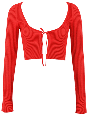 'Tenderness' Red Ribbed Knit Top - Mistress Rock