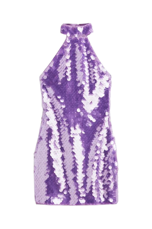 Halterneck Sequined Mini Dress - Amethyst purple - Ladies | H&M US