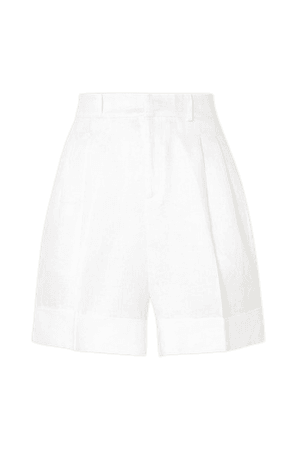 Gardel Pleated Linen Shorts - White