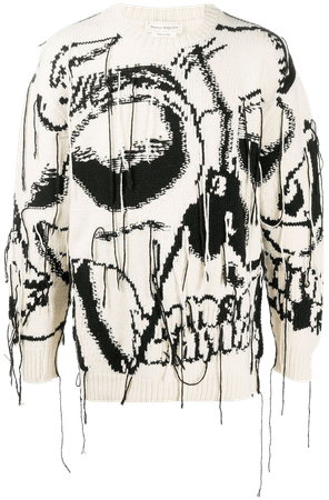Shop white Alexander McQueen Exploded Skull intarsia jumper with Express Delivery - Farfetch