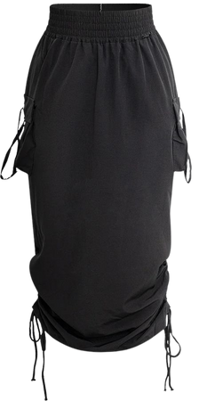 High Waisted Drawstring Midi Skirt – Micas